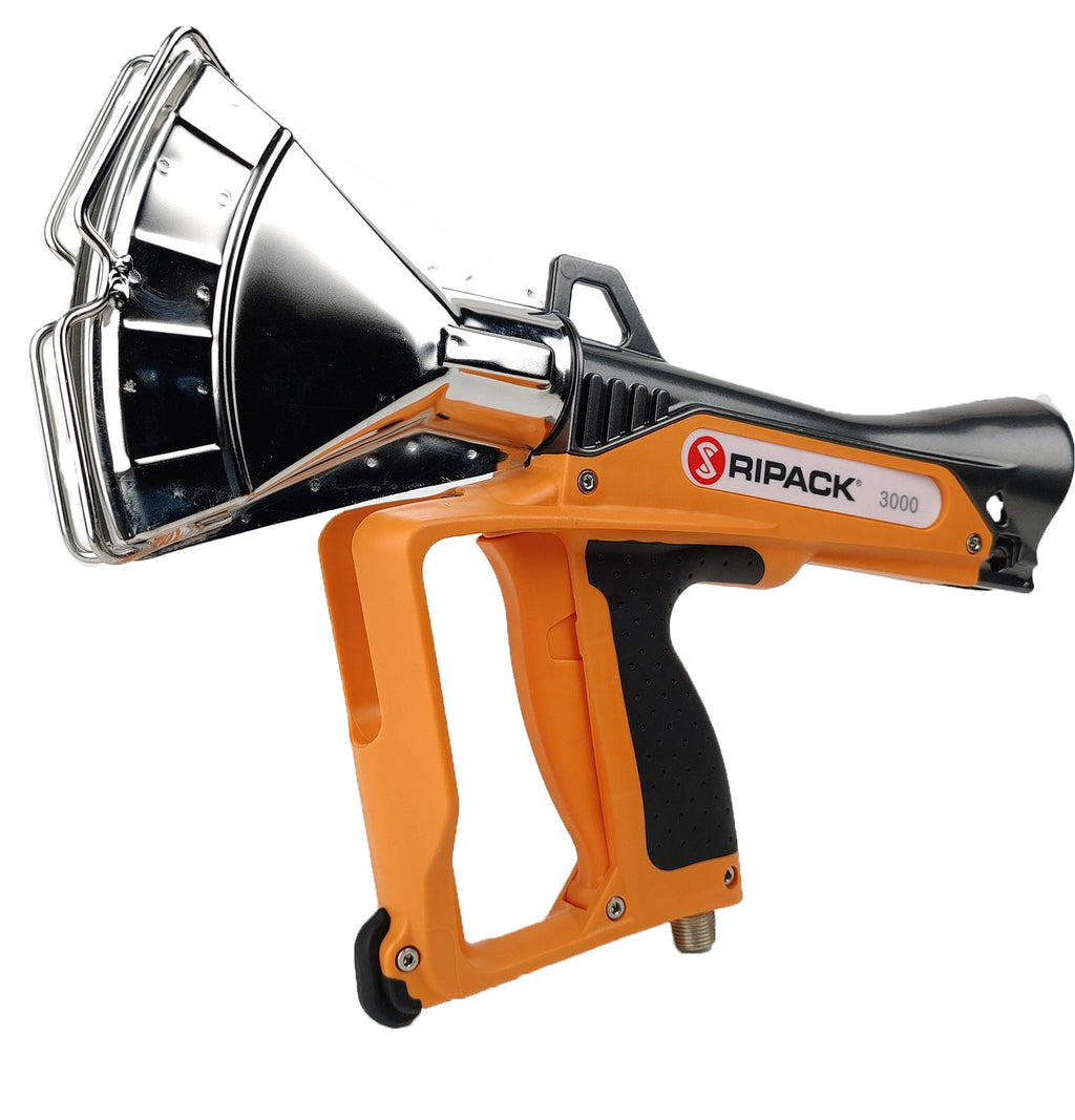 Ripack 3000 propane heat shrink gun with stainless steel nozzle and orange handle