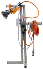 Ripack Ripaflam automated propane heat tool mounted on a stand with gas hose