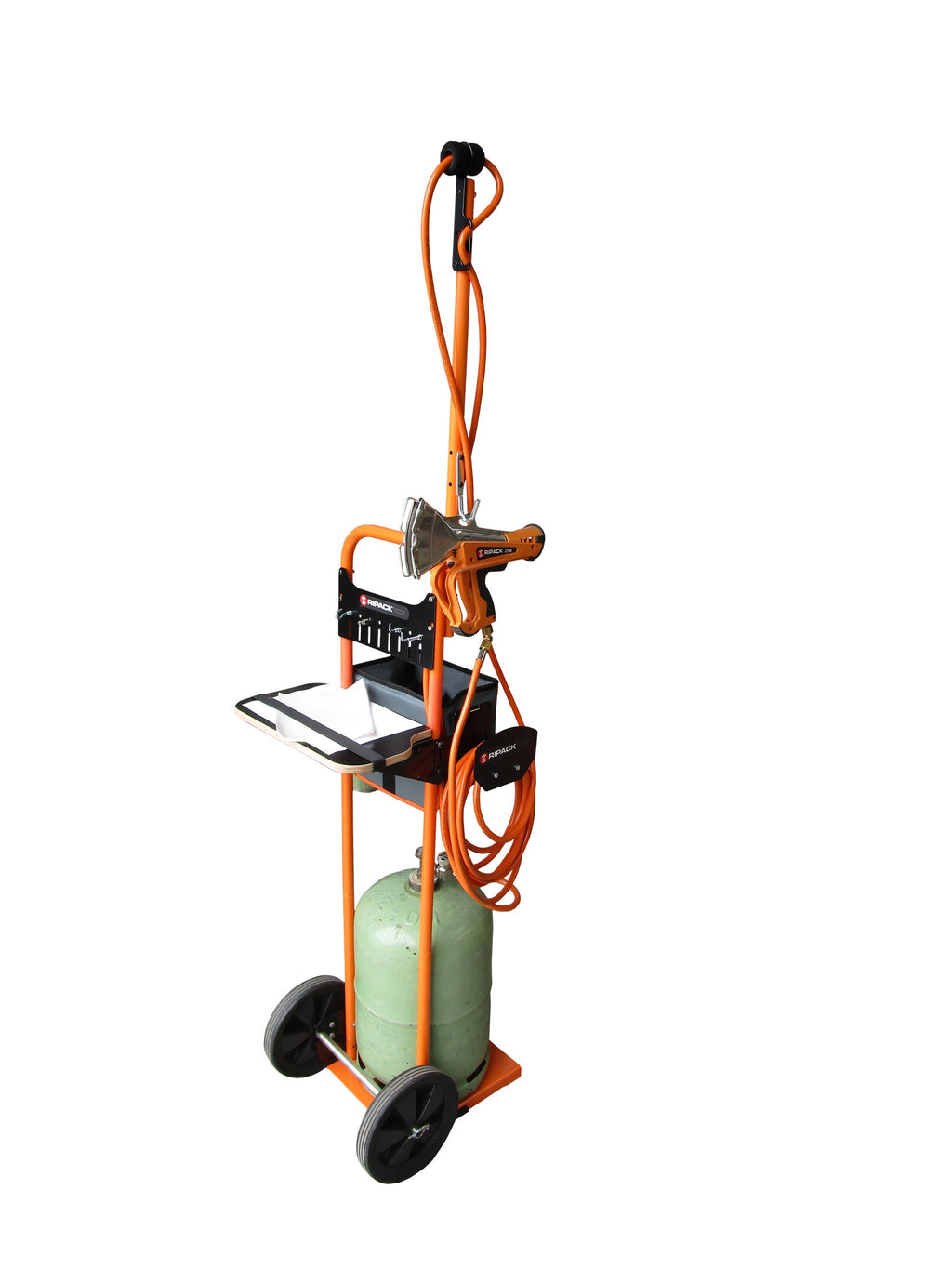 Ripack 936+ V5 gas cylinder trolley with arm, shelf and propane cylinder
