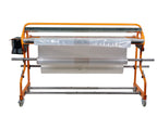 Ripack Multicover 955 manual shrink film sealer on an orange frame with a film roll