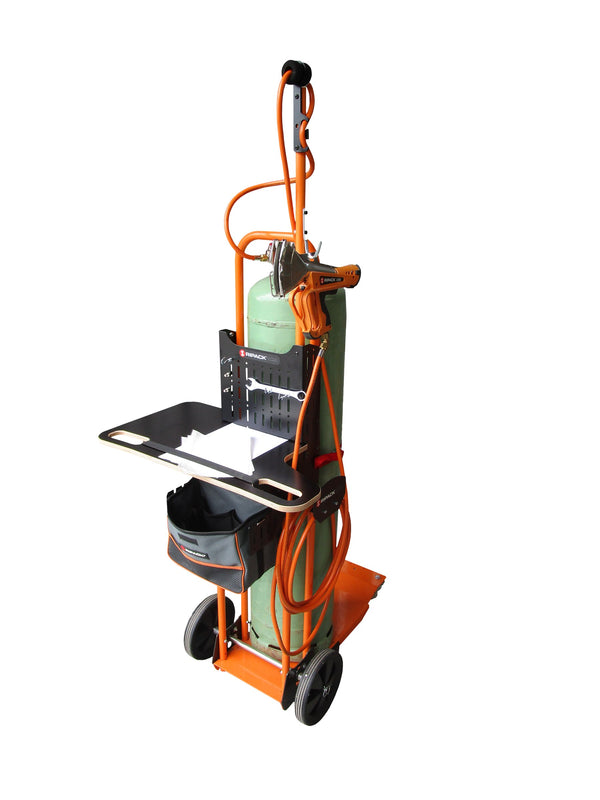 Ripack 932 V.03 push-type gas cylinder trolley with shelf and propane cylinder
