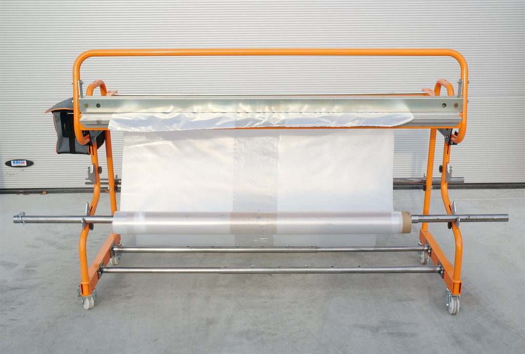 Ripack Multicover 955 shrink film sealer with film roll in a warehouse