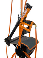 Ripack 936+ V5 trolley arm holding a heat gun above the shelf, close-up