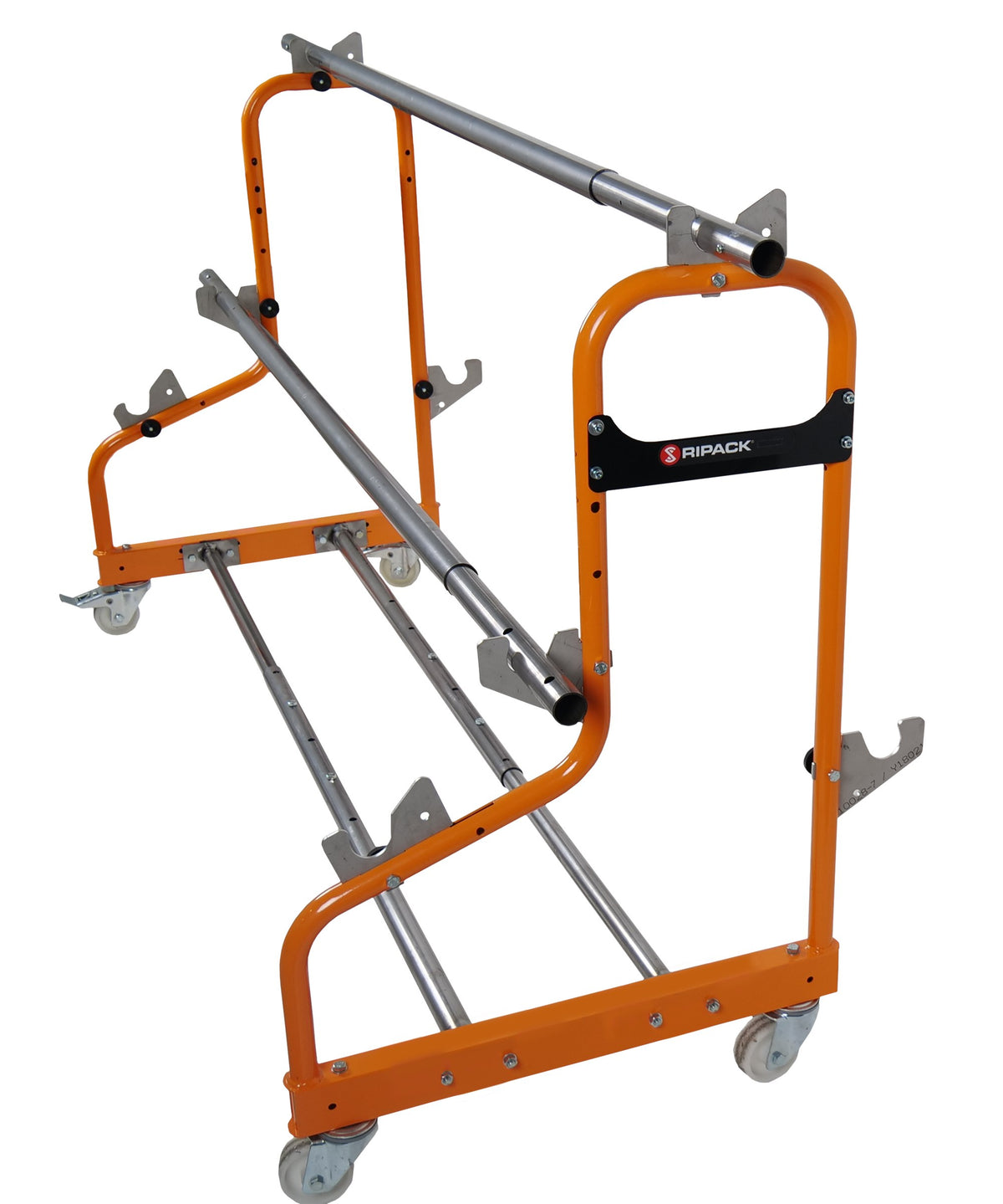 Ripack Multicover 935 film dispenser frame on castors, side view