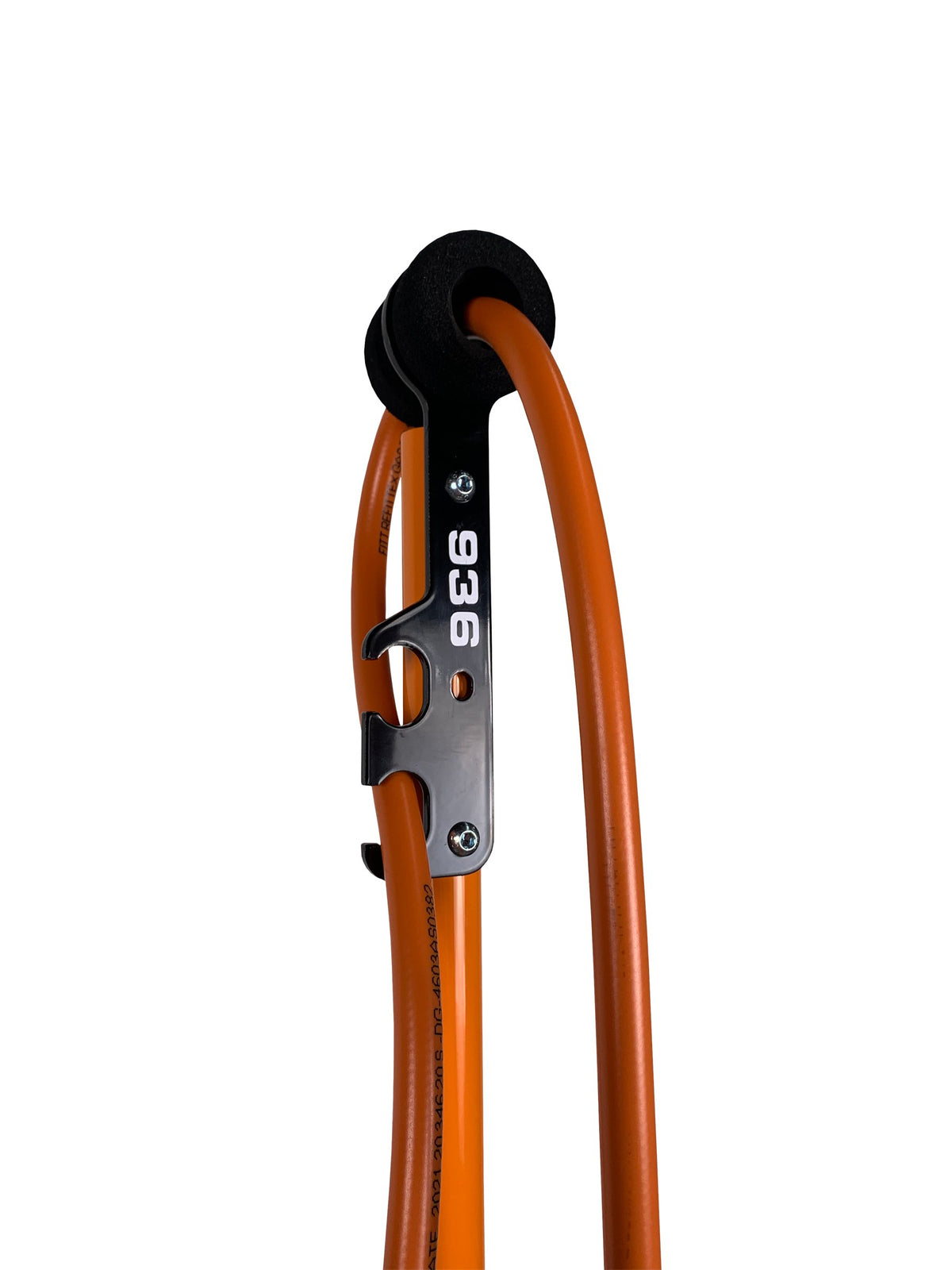 Ripack 936 V5 trolley arm hook holding the gas hose, close-up