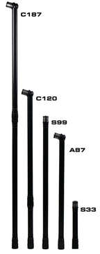 Ripack extension poles in five lengths side by side