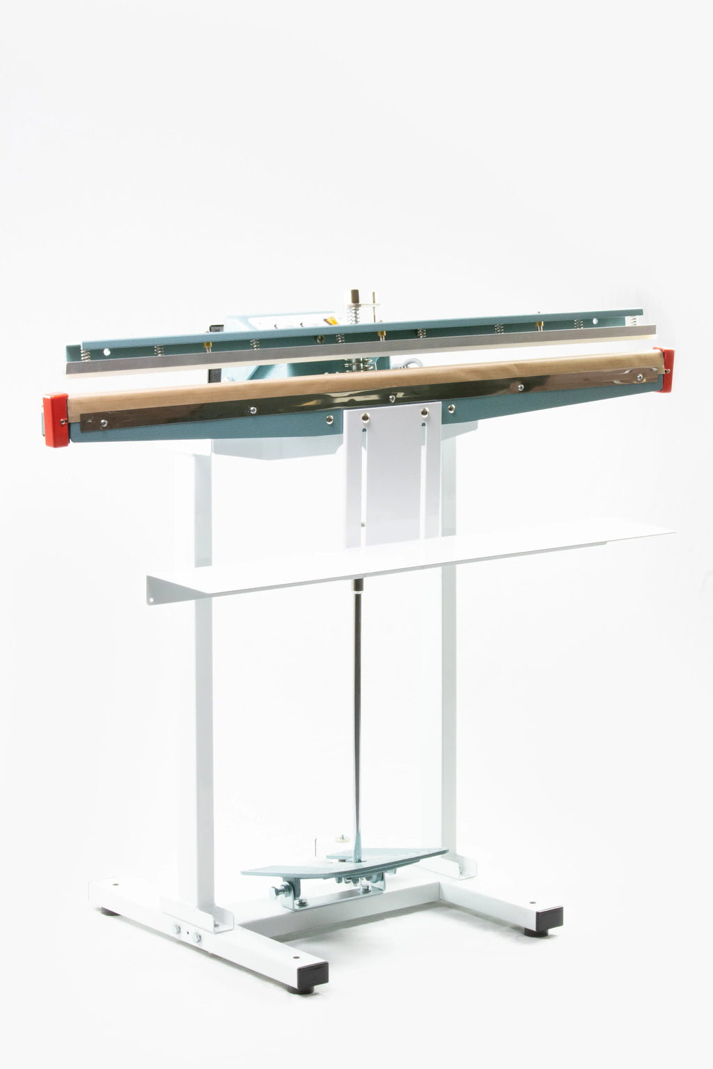 AIE FL Series 40-inch impulse foot sealer on a wide stand, front view