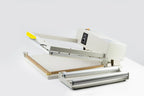 AIE L-bar shrink wrap system with L-bar raised, side view