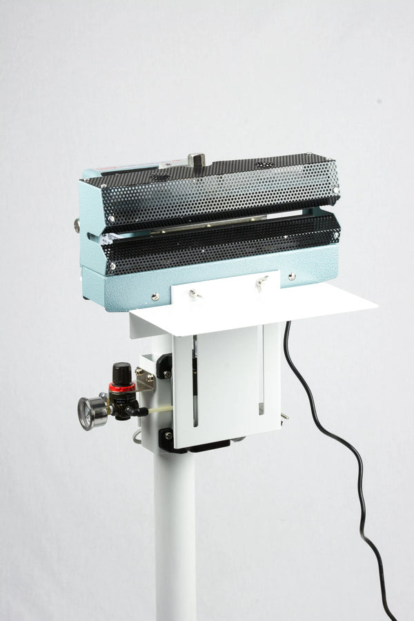 AIE AC Series pneumatic constant heat foot sealer with mesh jaws and air regulator