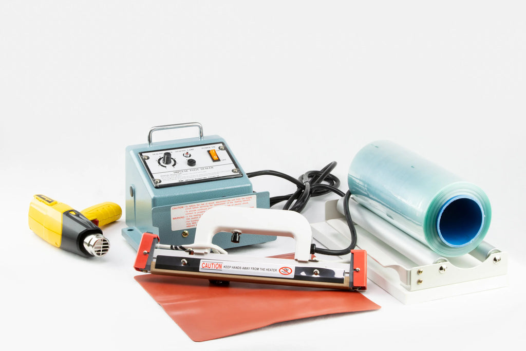 AIE-800PI portable I-bar shrink wrap system kit with heat gun, film roll and sealer