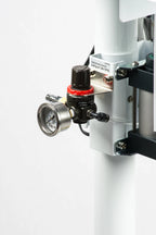 AIE FA Series pneumatic impulse foot sealer air pressure regulator and gauge, close-up