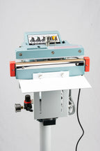AIE FA Series pneumatic impulse foot sealer seal bar and control panel, front view