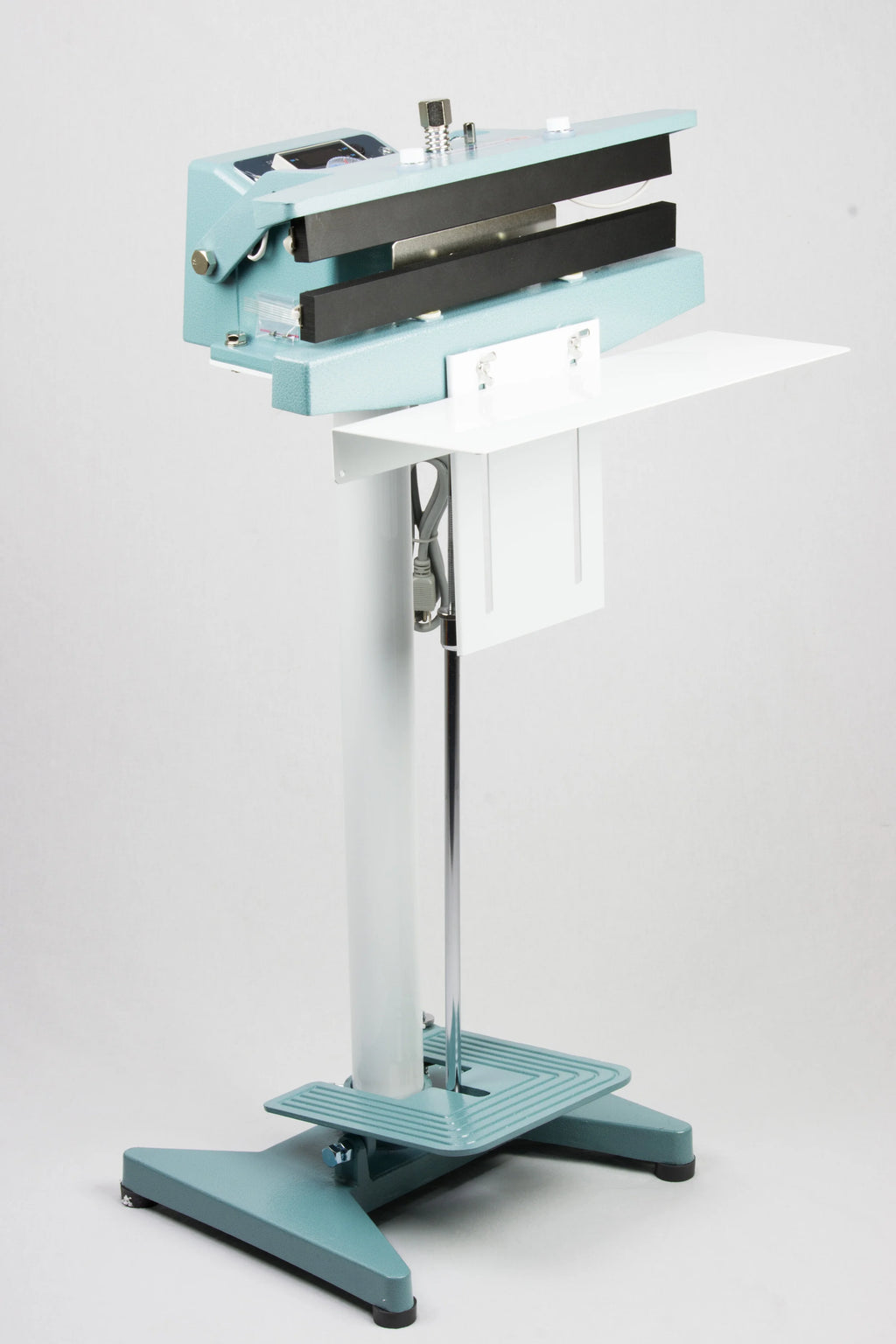 AIE-602CH 24-inch double constant heat foot sealer on stand with work table and foot pedal