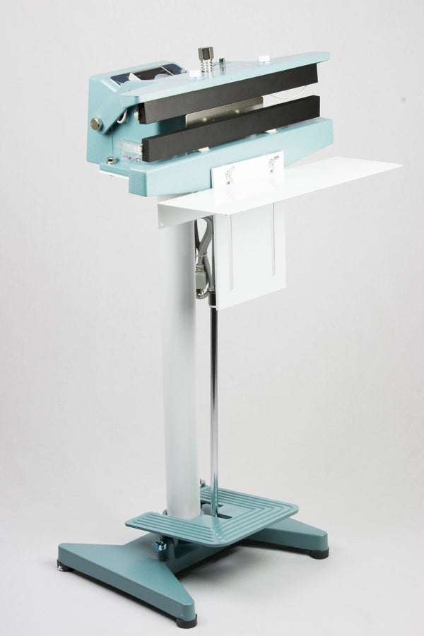 AIE-602CH 24-inch double constant heat foot sealer on stand with work table and foot pedal