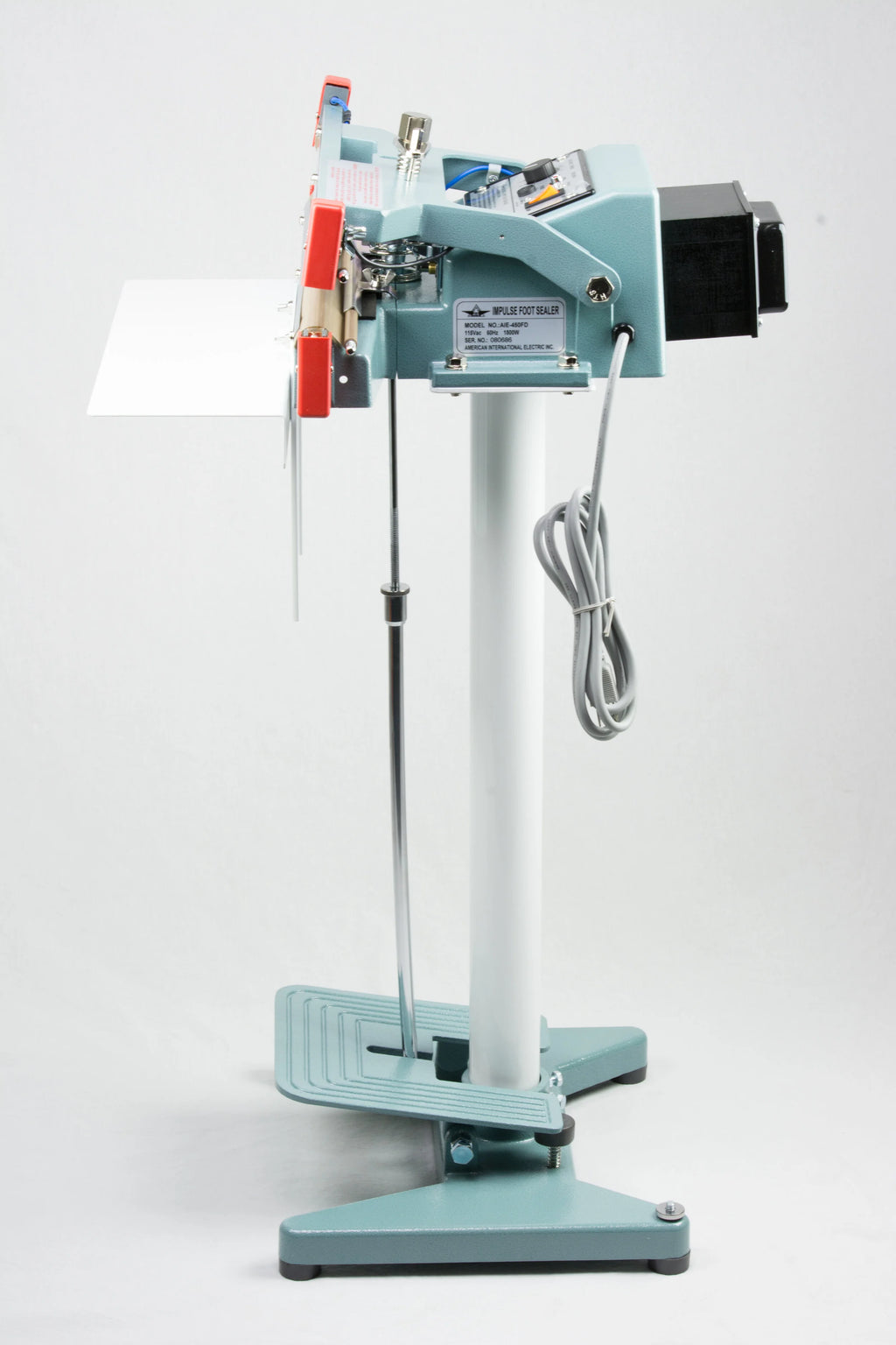 AIE FD Series double impulse foot sealer, side view