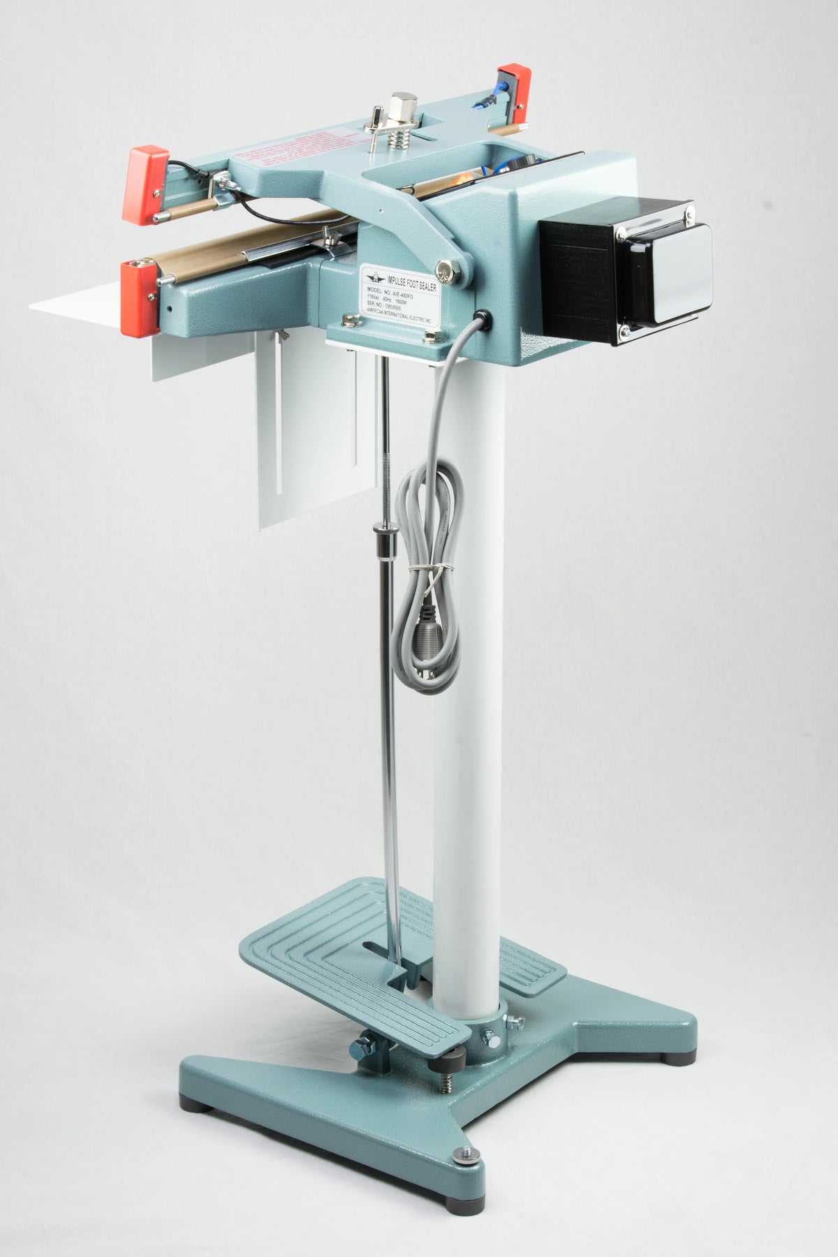 AIE FD Series double impulse foot sealer, three-quarter view