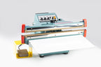 AIE FDA Series semi-automatic double impulse sealer upper and lower heated jaws, front view