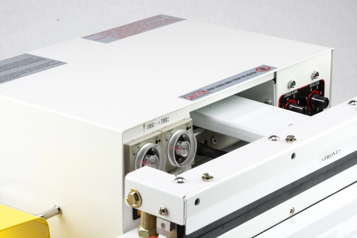 AIE GA Series gas flush nozzle vacuum sealer gas and vacuum timers, close-up