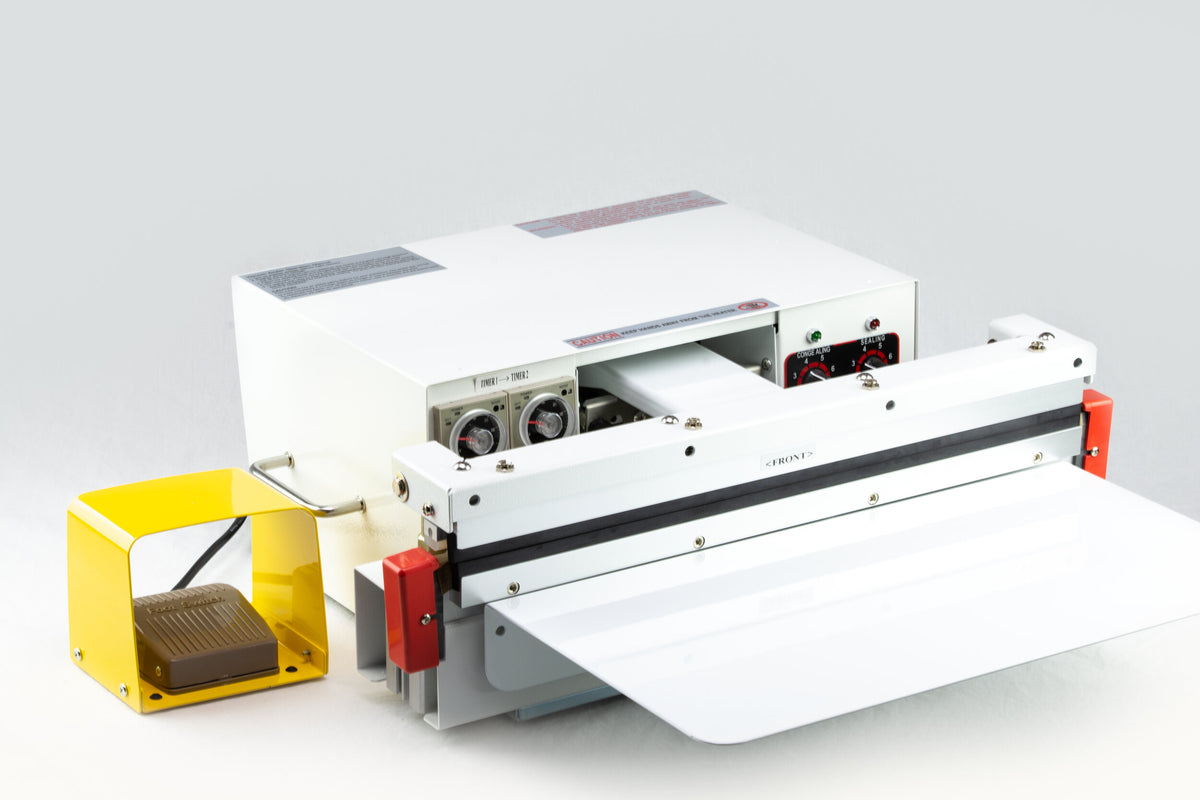 AIE GA Series gas flush nozzle vacuum sealer with foot pedal and work table