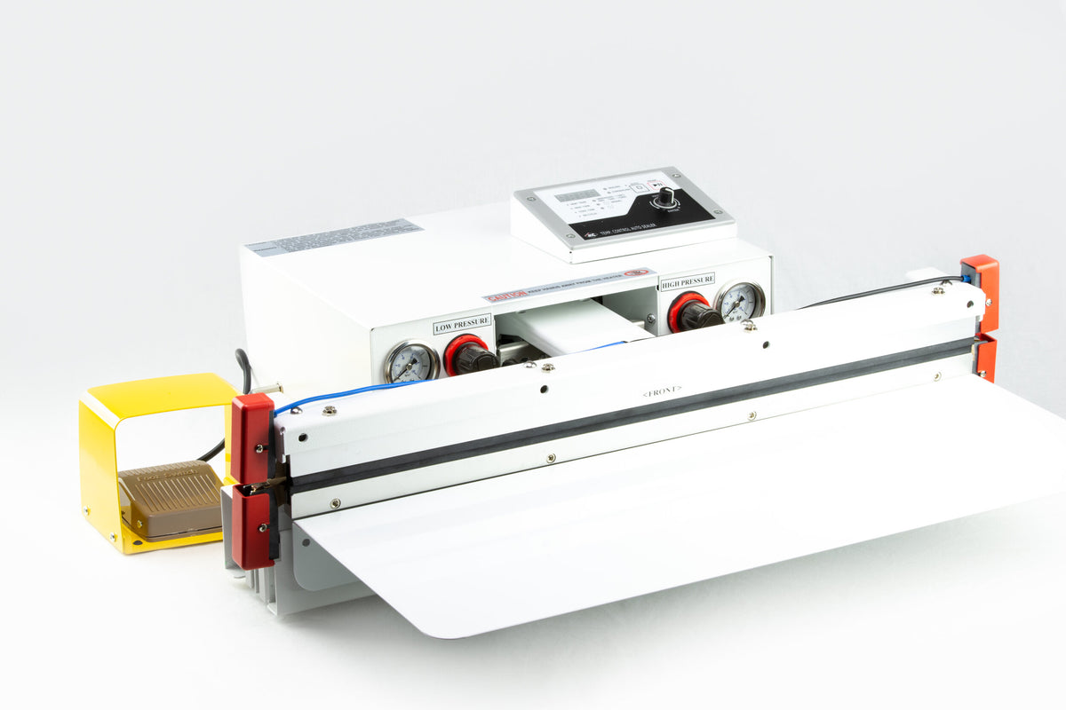 AIE GSD Series gas flush double seal vacuum sealer, side view