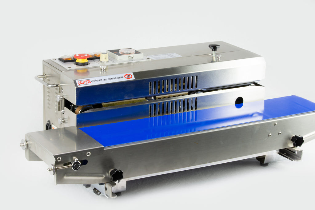 AIE 881BS stainless steel horizontal band sealer, side view