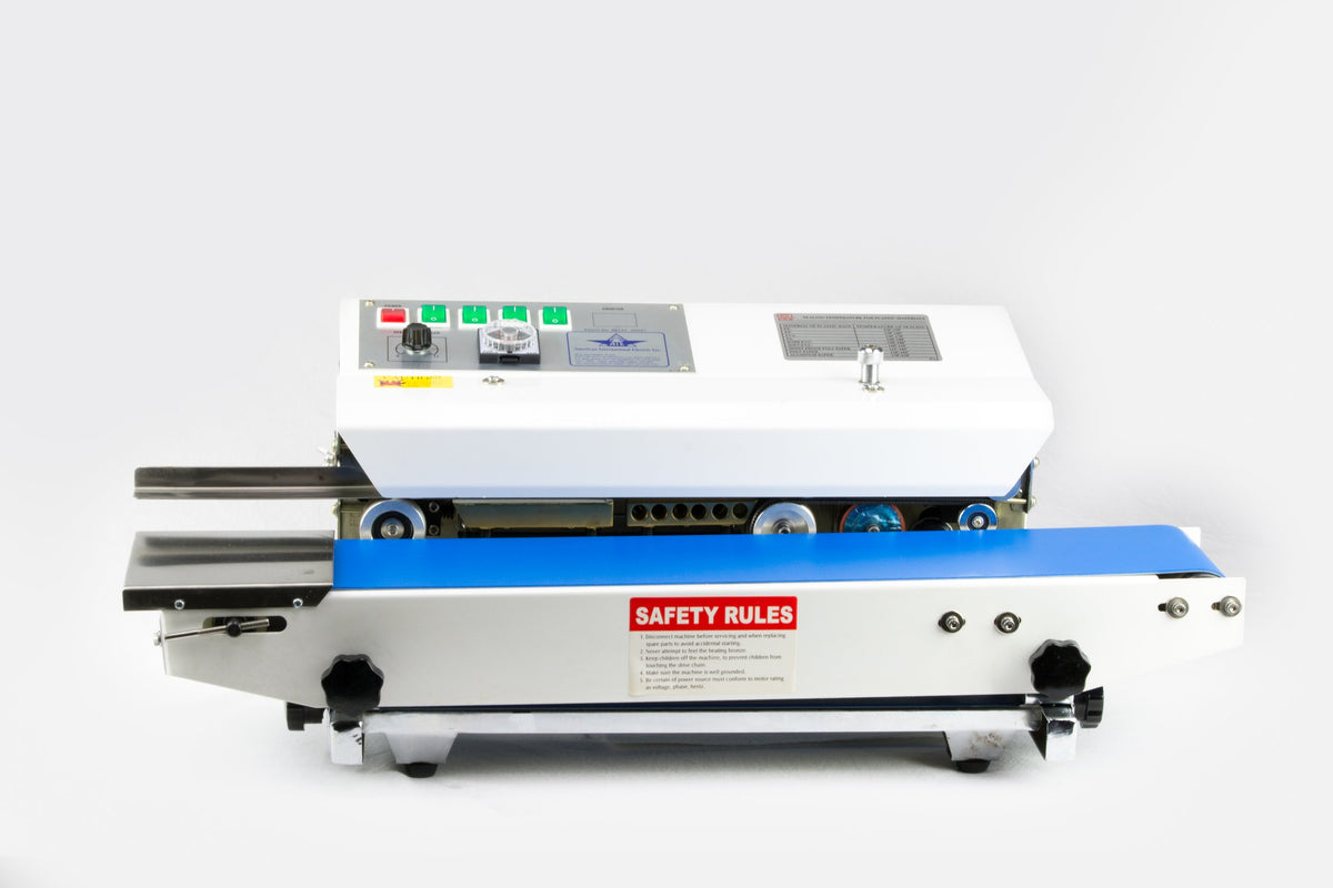 AIE B6 Series tabletop band sealer, horizontal model, front view