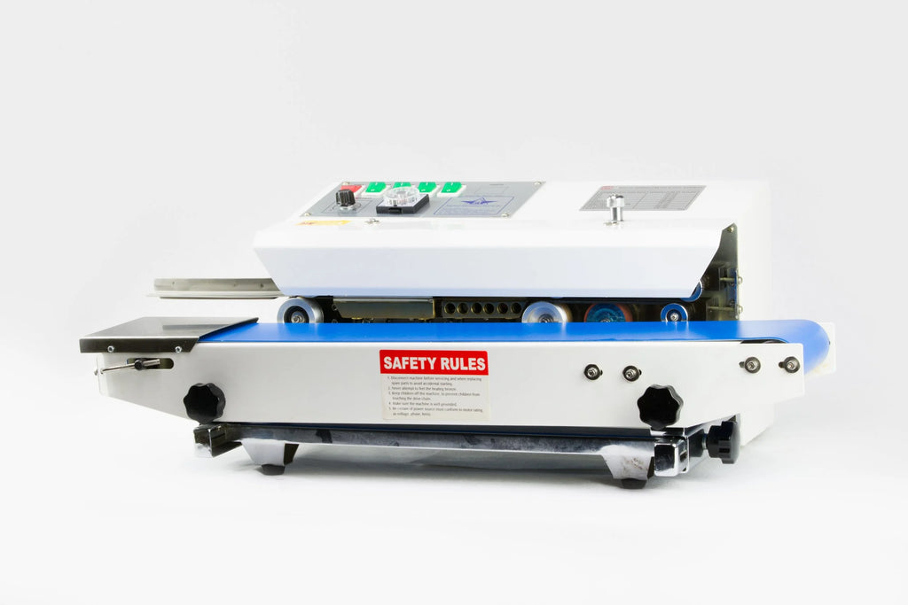 AIE B6 Series tabletop band sealer, horizontal model, side view