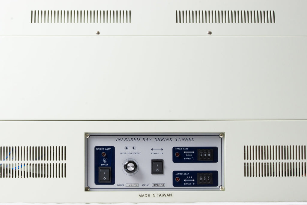 AIE infrared shrink tunnel control panel, close-up
