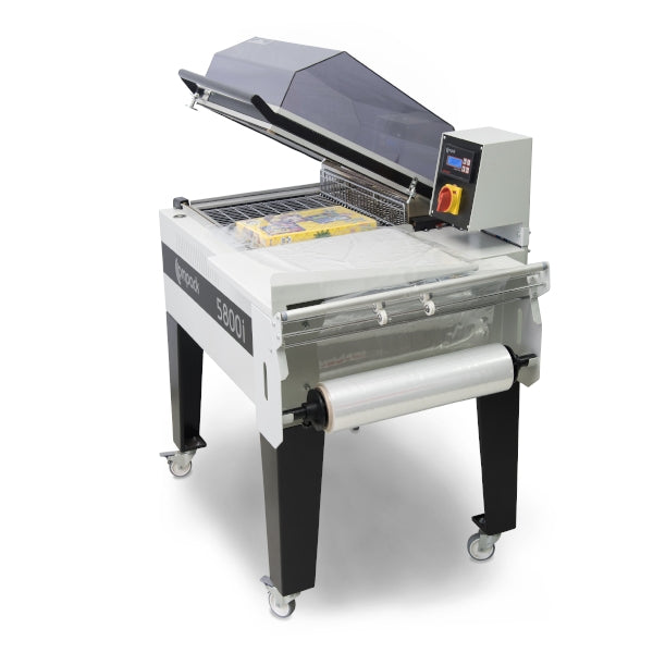 Maripak Compack 5800HC hood shrink sealer, side view with a product in the chamber