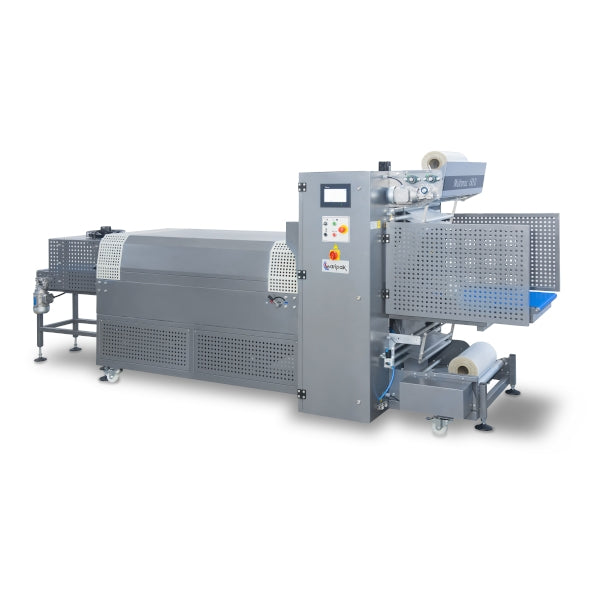 Maripak Multimac D 80 automatic PE shrink bundler with built-in shrink tunnel, overall view