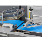 Maripak RLS e-Pro 5844 sealing jaw and film guide over the blue infeed conveyor