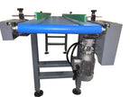 Maripak SMART Sync 18 x 118 inch conveyor drive motor and adjustable side guides, close-up