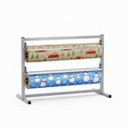 Bulman T367R Two Deck Tower Paper Rack – view with gift wrap rolls
