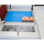 Maripak TMC Pro series L-bar sealer and tunnel for the TMC Pro 8065-M (58/44 shown), bundle of cans in film