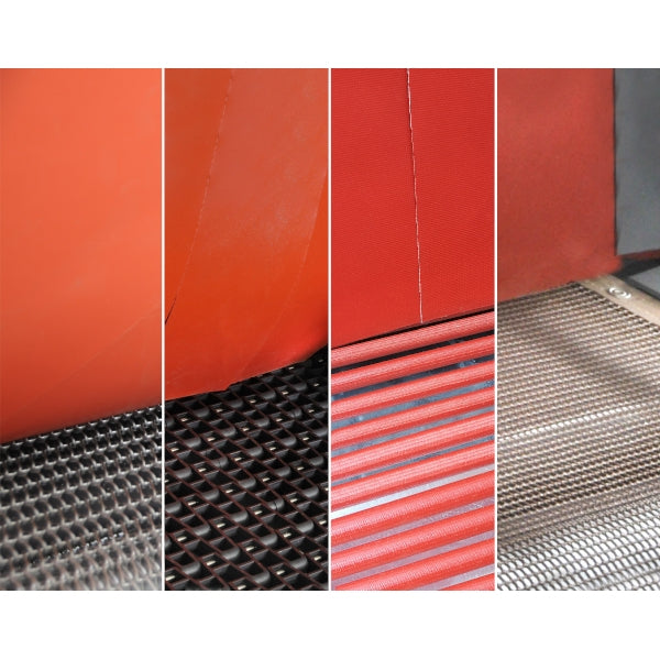 Tunnel curtain and conveyor belt options for the Maripak TMC Pro 8065-M, close-up