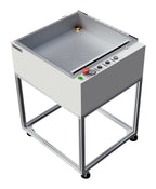 AmeriVacS AVCG-20 chamber vacuum sealer with gas flush on a stand, lid open