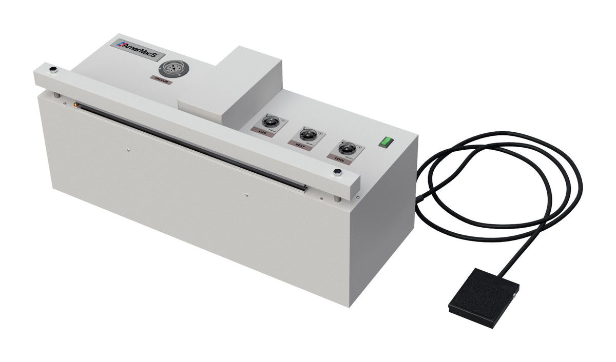 AmeriVacS CAVN self-contained nozzle vacuum sealer with gas flush, built-in compressor and foot pedal