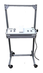AmeriVacS multi-position machine stand with a nozzle vacuum sealer mounted