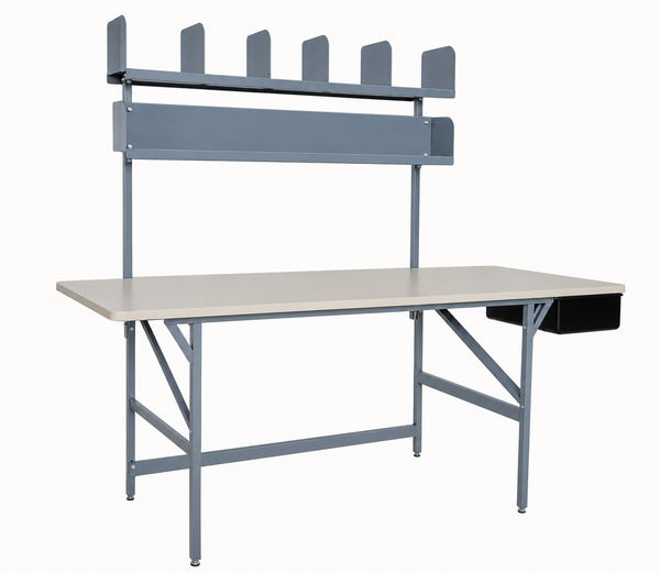 Bulman A80-35 Standard Packing Table with Shelves and Drawer, 84″ × 36″