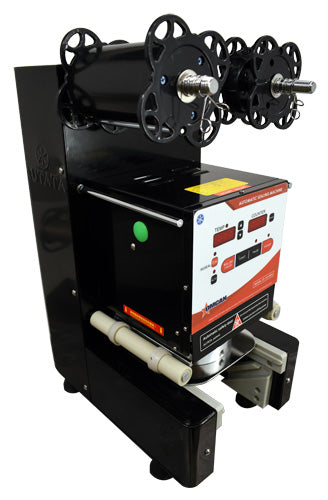 Omcan 44644 automatic cup sealing machine, three-quarter view