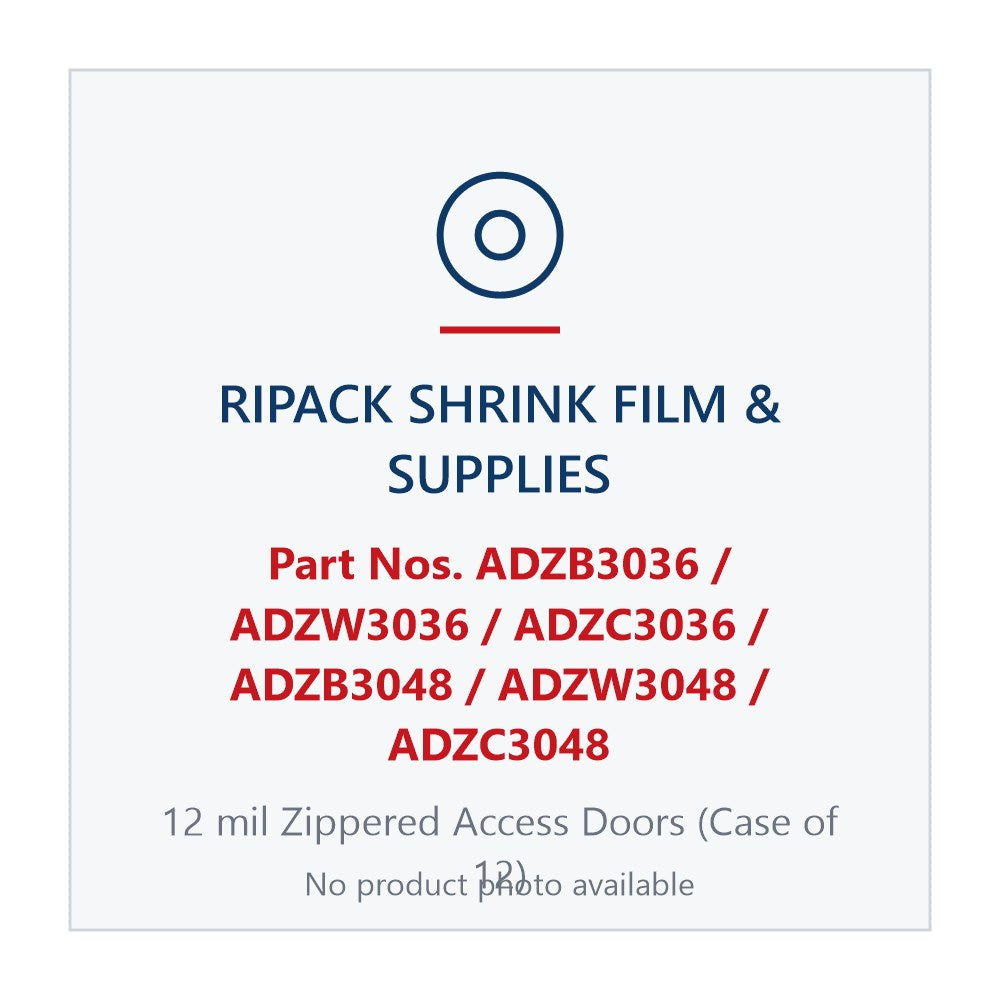 Shrink Film & Supplies, Ripack part no. ADZB3036, ADZW3036, ADZC3036, ADZB3048, ADZW3048, ADZC3048 – no product photo available